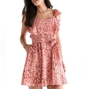 Francescas Meredith Flutter Sleeve Tie Front Mini Dress large NWT